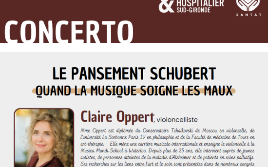Bandeau de l'affiche du concerto de Claire OPPERT avec sa photo