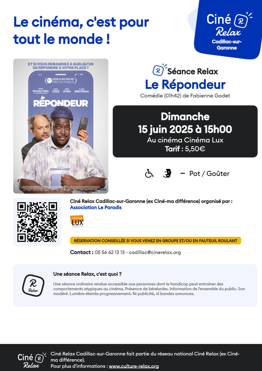 Affiche Cinérelax de la séance du 15 juin 2025 avec pour film "Le répondeur"