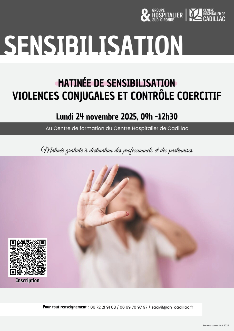 Affiche de la sensibilisation du 24 novembre 2025 sur les violences intranfamiliales
