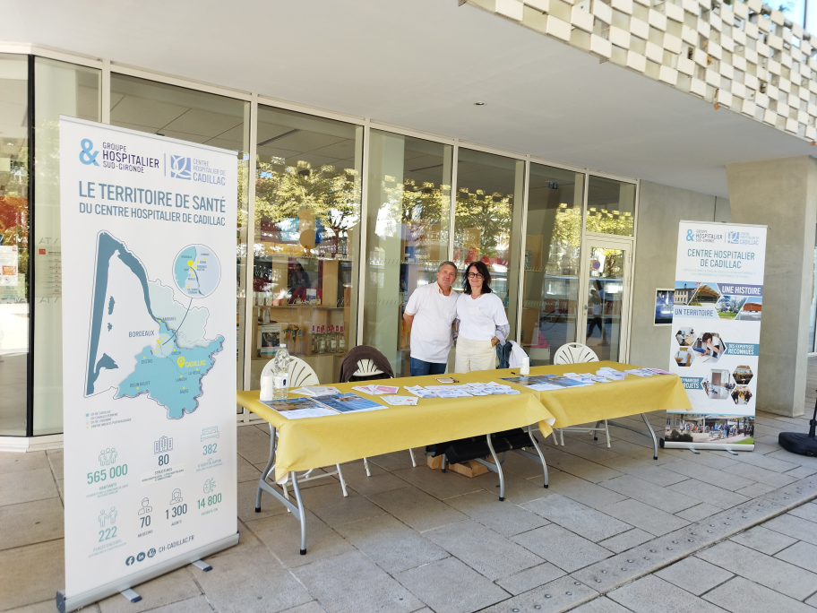 Stand d'information du Ch de Cadillac lors de la journée prévention CPTS Sud Bassin d'Arcachon - Val de l'Eyre du 11 octobre 2025