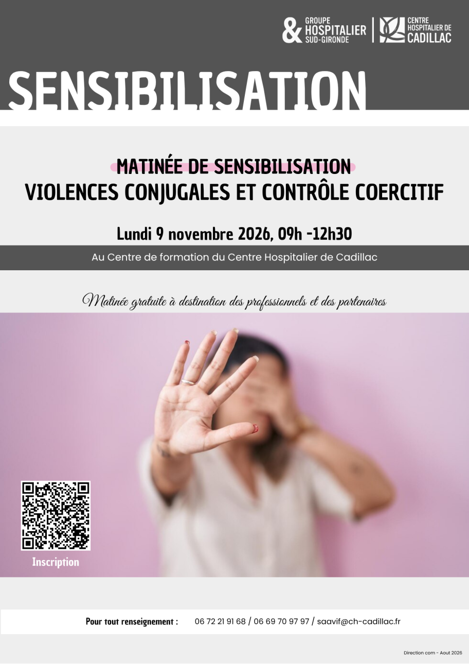 Affiche d'une matinée de sensibilisation sur les Violences intrafamiliales  et le contrôle coercitifdu 9 octobre 2026